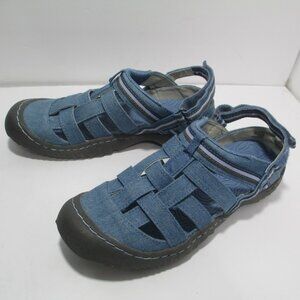 JBU Olympia Womens Blue Denim Fisherman Sandals Size 7 Water Ready Shoes VGC